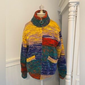 URBAN OUTFITTERS RAINBOW KNIT ZIP UP